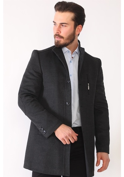 Plt8386 Dewberry Erkek Palto-Antrasit