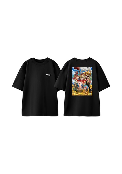 Thewert One Piece All Pirates Tasarım Sırt Baskılı Pamuk Siyah Oversize T-shirt