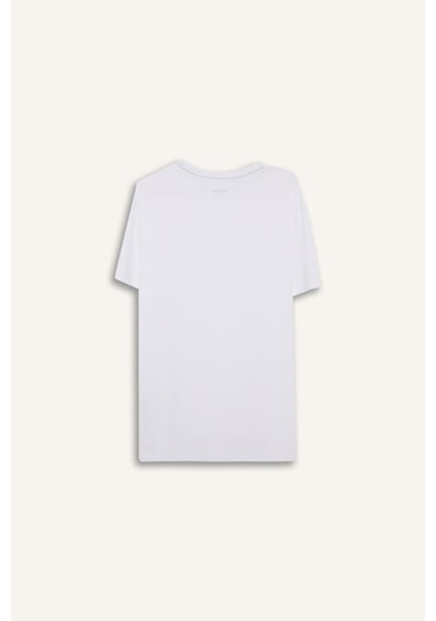 Defacto Yumuşak Tuşe Beyaz Erkek T-shirt C9268ax/wt34 Beyaz