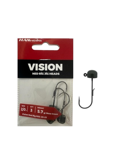 Hanfish Vision Ned Rig Jig Head Mjg 5.7gr No:2/0 Moss Green 3 Adet