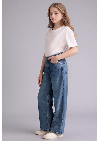 Defacto Kız Çocuk Straight Wide Jean Pantolon G7740a826spnm34 Mavi-nm34