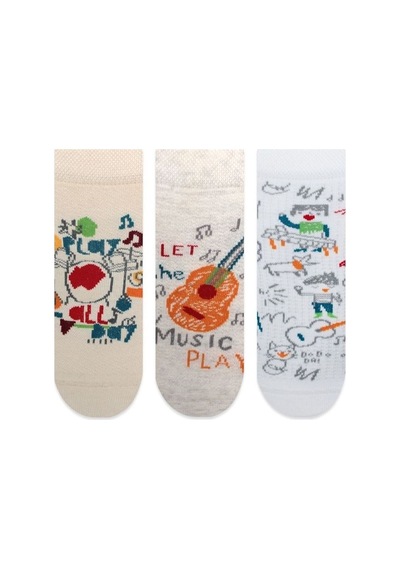 Brz Kids Gitar Ve Karikatür Desen Erkek Çorabı 3'Lü Set