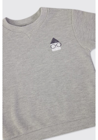 Panço Erkek Bebek Yakası Düğmeli Gri-melanj Sweatshirt