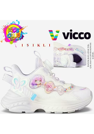 Vicco Bandi Akıllı Bağcıklı Işıklı Ortopedik Çocuk Spor Ayakkabı Lila