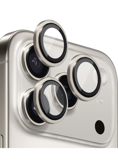 Apple Uyumlu iPhone 17 Pro Ve 17 Pro Max Metal Çerçeveli Temperli Kamera Lens Koruyucu Gri