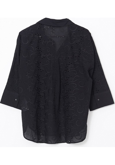 Lcw Vision Siyah Ajurlu Oversize Kadın Gömlek
