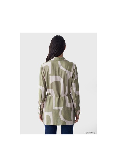 LC Waikiki Alıta Cıty Farkıyla Lcw Everyday Yeşil Desenli Kadın Gömlek Tunik Yesil - 931519599 Yesil