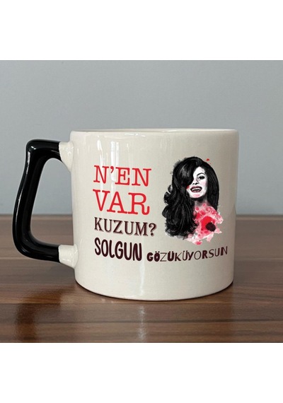 Nen Var Kuzum Baskılı Siyah Kulplu D Kupa