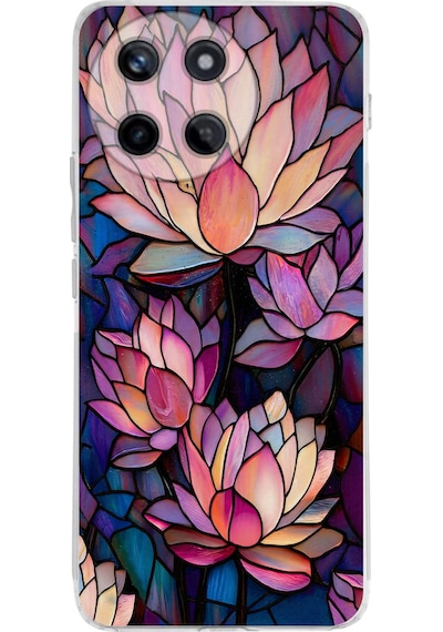 Printify Realme 11 İle Uyumlu Vitray Sessiz Lotus Tasarımlı Şeffaf Silikon Kılıf Şeffaf