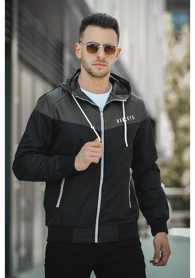 Oksit Believe Baskılı Suya Dayanaklı Slim Fit Erkek Mevsimlik Mont Yağmurluk 001