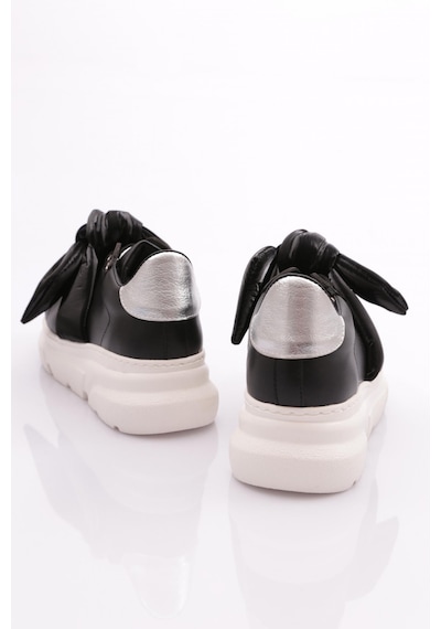 Dgn Es853 Kadin Kalin Taban Fiyonklu Sneakers Ayakkabi ES853-2007-R12593 Siyah - Beyaz