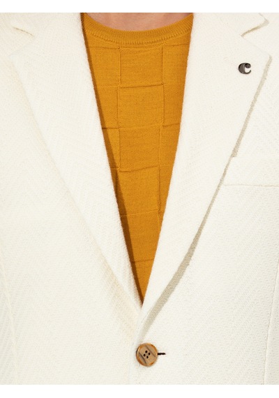 Cacharel Beyaz Slim Fit Yün Karışımlı Balıksırtı Ceket Cacharel Beyaz Slim Fit Yün Karışımlı Balıksırtı Ceket