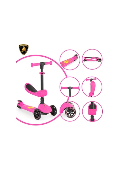 Lisanslı L5 2in1 Katlanabilir Oturaklı Işıklı 3 Tekerlekli Çocuk Scooter Mavi