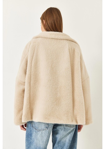 Shade Kadın Çift Cepli Oversize Peluş Mont 1611 60261097 - Bej