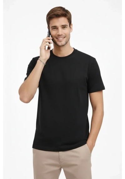 Vexor Erkek Bisiklet Yaka Tişört Regular Kalıp Basic Pamuklu Günlük Kullanım T-shirt - Siyah Vexor Erkek Bisiklet Yaka Tişört Regular Kalıp Basic Pamuklu Günlük Kullanım T-shirt - Siyah