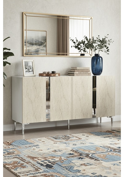 Ka1598bts Anka150 Konsol, Kahve Köşesi, Tv Sehpası Ve Dolap Beyaz - Traverten - Sılver 150cm Ka1598bts Anka150 Konsol, Kahve Köşesi, Tv Sehpası Ve Dolap Beyaz - Traverten - Sılver 150cm