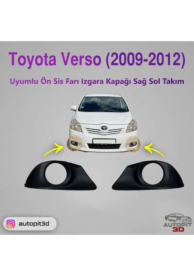 Toyota Verso 2009-2012 Uyumlu Ön Sis Farı Izgara Kapağı Takımı Sağ + Sol