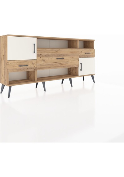 Arges Konsol 3 Raflı 3 Çekmeceli 2 Kapaklı 176x30x83 Çam-aytaşı/çam Aytaşı/çam