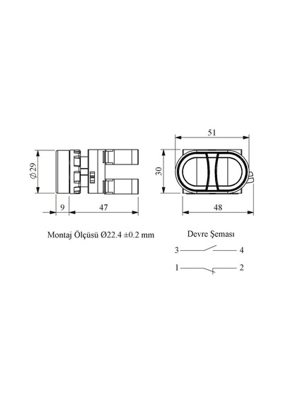 Emas Cm102k20ky C Somunlu Metal Çift Devre Kırmızı/yeşil