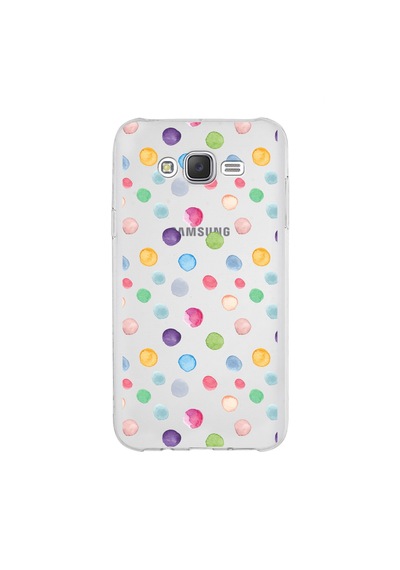 Samsung Galaxy J7 Core İle Uyumlu 1mm Slim Fit Water Color 6 Baskılı Şeffaf Kılıf Şeffaf