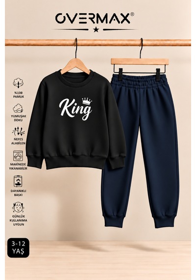 Overmax King Baskılı Çocuk Eşofman Takımı Kapüşonsuz Sweatshirt & Eşofman Altı Siyah Üst-lacivert Alt - 921711866 Siyah Üst-lacivert Alt Overmax King Baskılı Çocuk Eşofman Takımı Kapüşonsuz Sweatshirt & Eşofman Altı Siyah Üst-lacivert Alt - 921711866 Siyah Üst-lacivert Alt