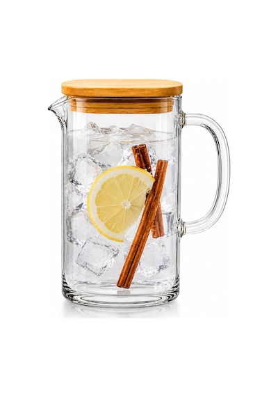 Bambu Kapaklı Cam Sürahi 1,5 Litre,ısıya Dayanıklı Borosilikat Cam Sürahi, Limonata, Soğuk İçecek Ve Sunum Sürahisi