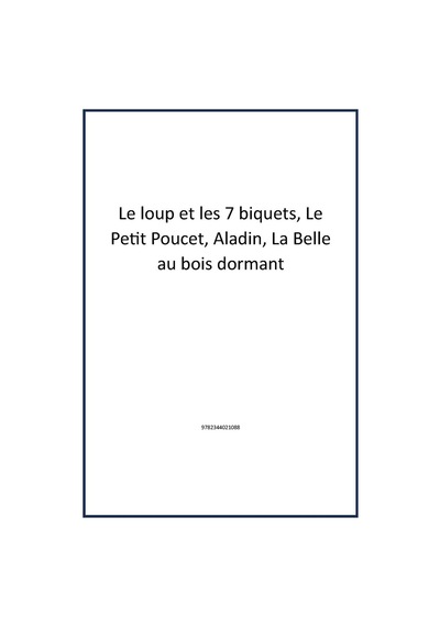Le Loup Et Les 7 Biquets, Le Petit Poucet, Aladin, La Belle Au Bois Dormant Publisher