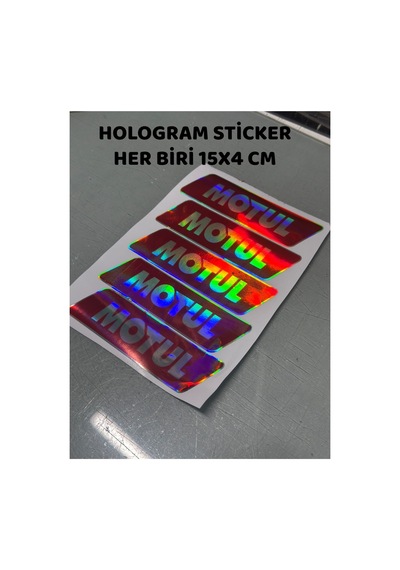 5 Adet Hologram Sticker Seti Kırmızı 4x15 Cm