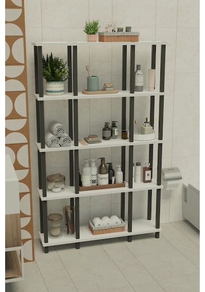 Ravina 5 Katlı Banyo Düzenleyici Çok Raflı Banyo Organizeri Çok Amaçlı Banyo Düzenleyici - Beyaz Beyaz