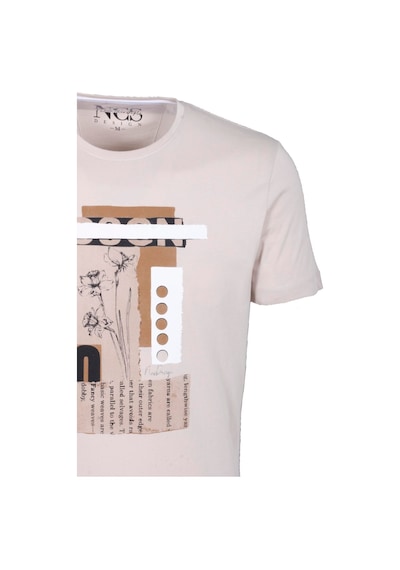 Erkek Tişört Bisiklet Yaka Bej Slim Fit Baskılı T-shirt Ncs Jeans 1228-bej Bej