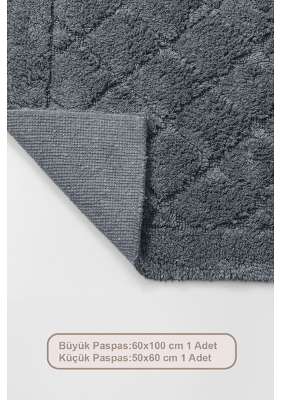 Elart Frio Banyo Halısı Paspas Takımı Pamuklu 2 Adet 60x100 Cm Antrasit Antrasit