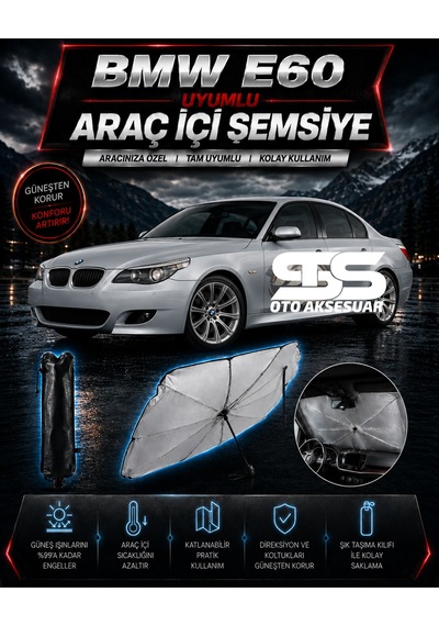 Bmw E60 Araç Ön Cam Güneşliği Katlanabilir Şemsiye Oto Güneşlik Uv Korumalı Gölgelik Araba Oto Şemsiyesi