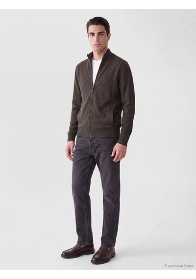 Lcwaıkıkı Classic Yeşil Regular Fit Dik Yaka Erkek Triko Hırka