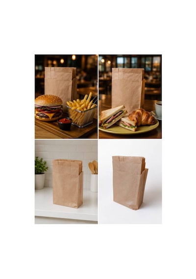 Şamua Kraft Kese Kağıdı 15 27 8 Cm 100 Adet Yağ Emici Ekmek, Simit, Poğaça, Sandviç Ve Paket Servis Kağıdı Kahverengi