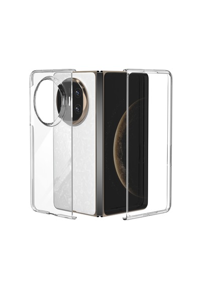 Microcase Honor Magic V6 İle Uyumlu Sert Kristal Kapaklı Kılıf Şeffaf- Al3157
