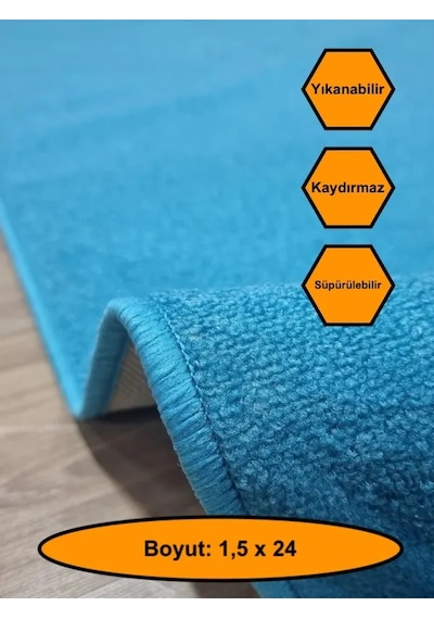 Desensiz Kaydırmaz Yolluk Kilim Halı 1,5x24 Metre Çok Renkli