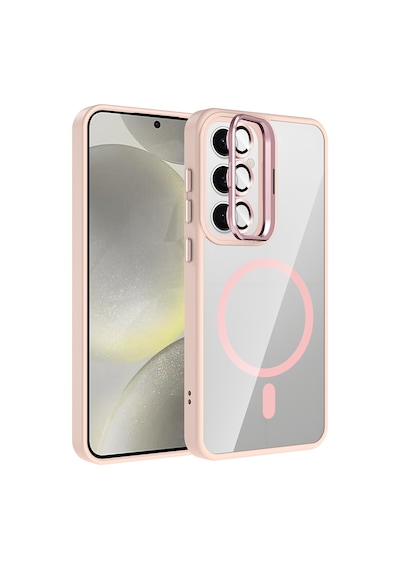 Adige Samsung Galaxy Uyumlu S24 Fe Kılıf Etro Standlı + Kamera Lens Koruyucu Pembe