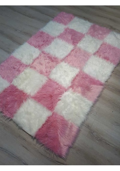 Yamalı Style Post Halı Pembe Beyaz 120X180 Cm