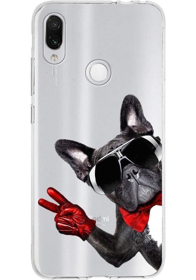 Xiaomi Redmi Note 7 İle Uyumlu 1mm Slim Fit Köpek 2 050e Baskılı Şeffaf Kılıf Şeffaf
