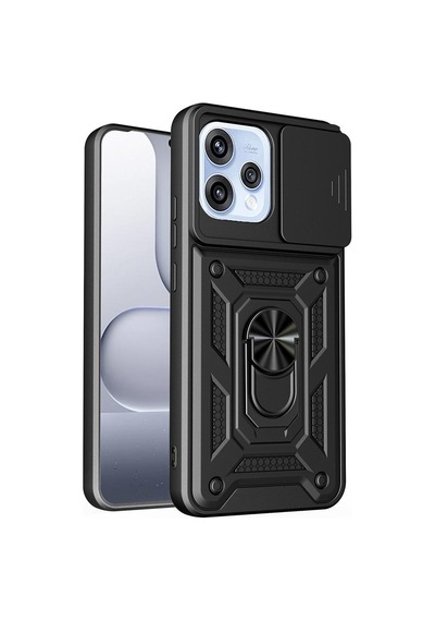 Caseonn Oppo Reno 15 F 5g Kılıf Sürgülü Kamera Korumalı Yüzüklü Mıknatıslı Tank Kapak Siyah