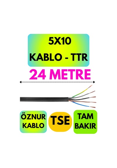 Öznur 5x10 Ttr Kablo Siyah Metre Seçenekli - 24 Metre