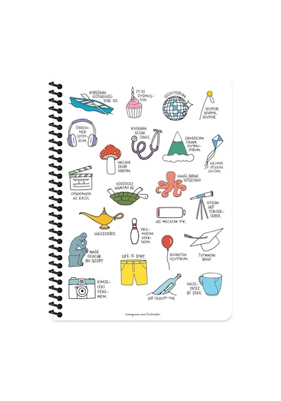 Hisli Şeyler 16,5 22,5 80yp.çiz.stickerli Defter - Gözüm Yükseklerde Çok Renkli