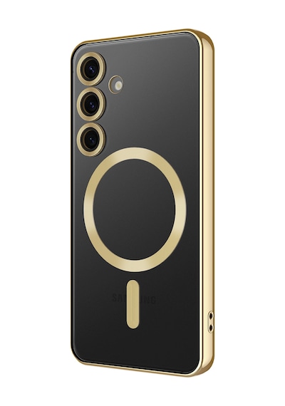 Galaxy S24 Fe Kılıf Kamera Korumalı M-safe Wireless Şarj Özellikli Zore Demre Kapak Gold