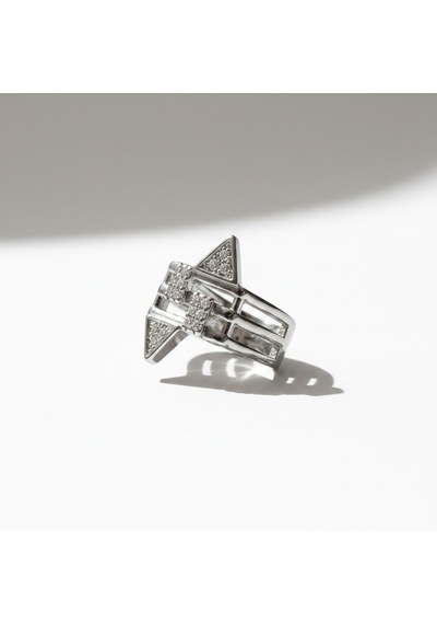 Earcuff Sıkıştırmalı Çelik Kıkırdak Küpe Geometrik Zirkon Taşlı Gümüş Renk