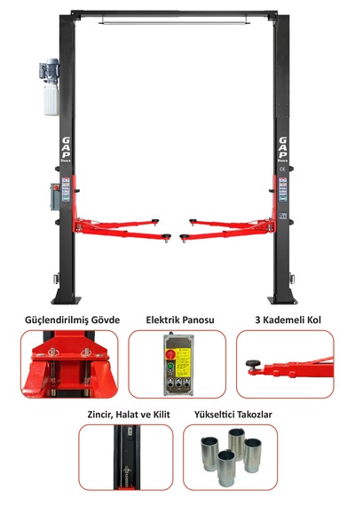 Gaptools Professıonal 4 Ton İki Sütunlu Üstten Bağlantılı Tam Otomatik Hidrolik Lift - Gpl 102u