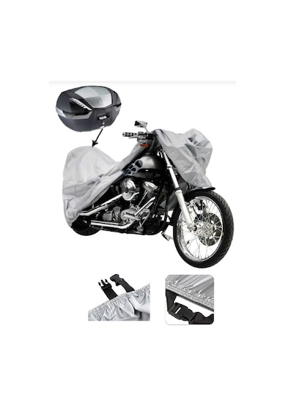 Bajaj Chetak Gri Motosiklet Brandası Arka Çanta Uyumlu