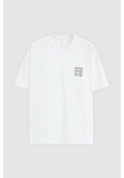 D's Damat Oversize Beyaz Baskılı %100 Pamuk T-shirt 2EC14ORT05212 Beyaz