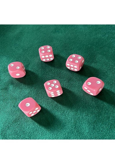 Sera 16 Mm Pembe Okey Zarı 6'lı Set Renkli Plastik Oyun Zarı