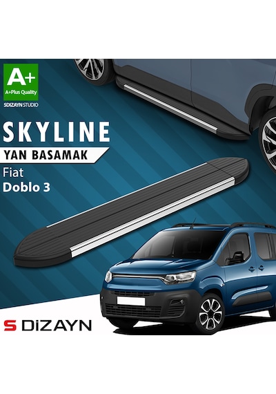 S-dizayn Fiat Doblo 3 Kısa Şase Skyline Krom Yan Basamak 203 Cm 2023 Üzeri A+ Kalite