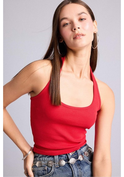 Defacto Fıtted Halter Yaka Fitilli Kaşkorse Atlet H8088ax26smrd51 Kırmızı-rd51